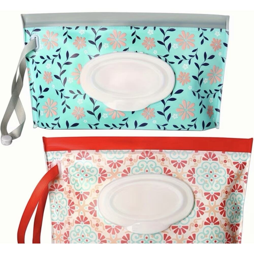 Baby Wipes Dispenser 2-Pack Travel Wipe Holder Refillable Wipe Dispenser